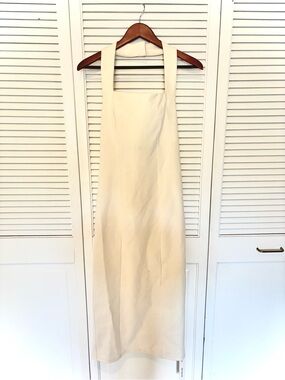 Reformation Cream Midi Apron Halter Dress